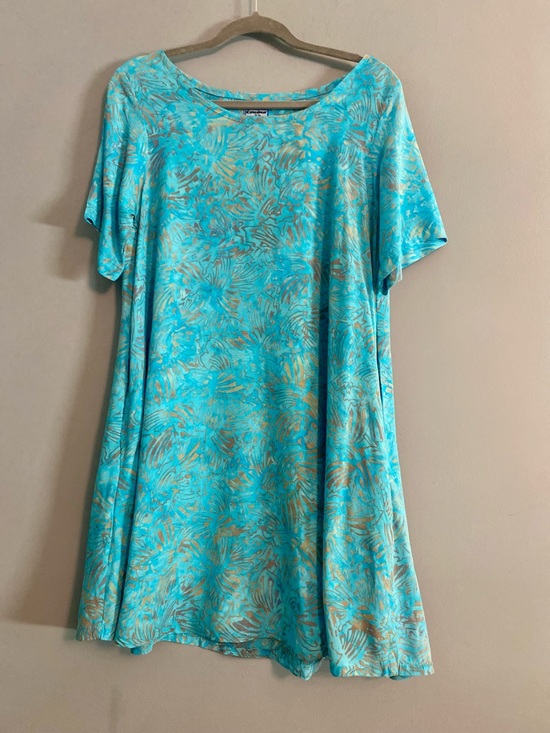 Endeavour Dresses & Skirts - Endeavour Trading Turquoise Abstract Floral A-Line Short Sleeve Boho Dress Sz S